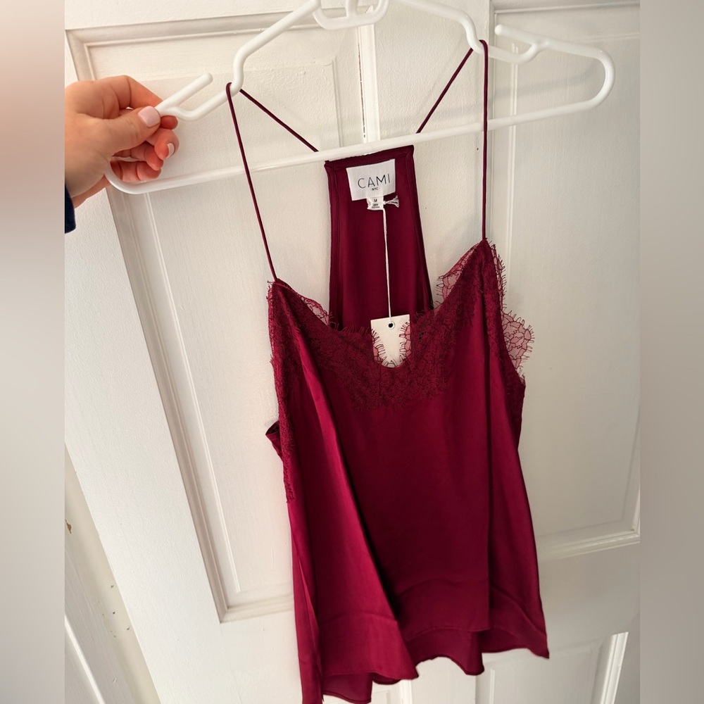 Cami NYC Burgundy Lace Trim Camisole